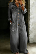 Salerno denim jumpsuit in grey, pockets